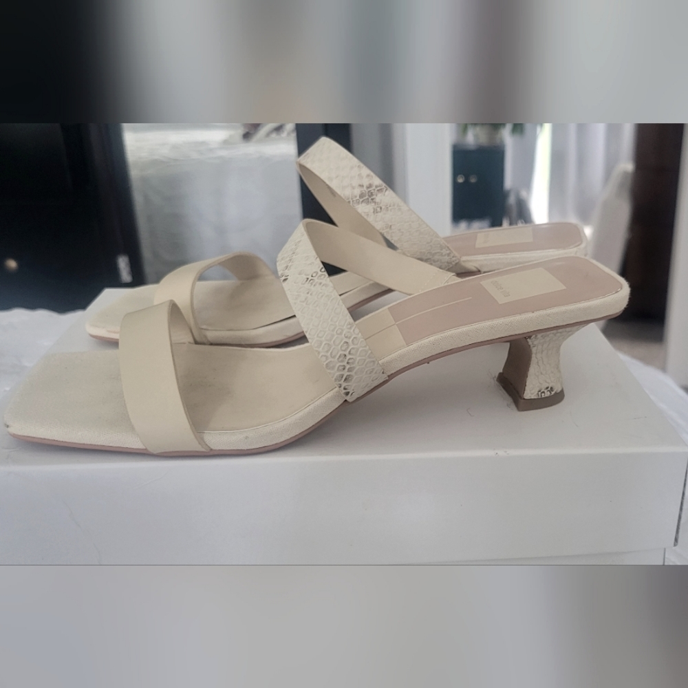 Dolce Vita alligator white kitten heel sandal